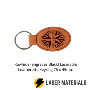 Rawhide (engraves Black) Laserable Leatherette Keyring 75 x 45mm