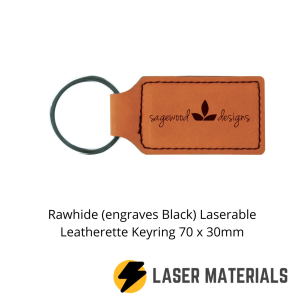 Rawhide (engraves Black) Laserable Leatherette keyring 70 x 30mm