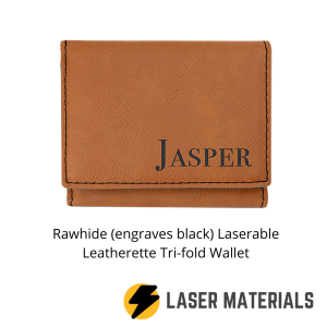 Rawhide (engraves black) Laserable Leatherette Tri-fold Wallet